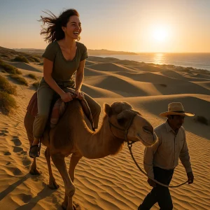 Dromedarios al Atardecer: Desierto y Playa en Los Cabos